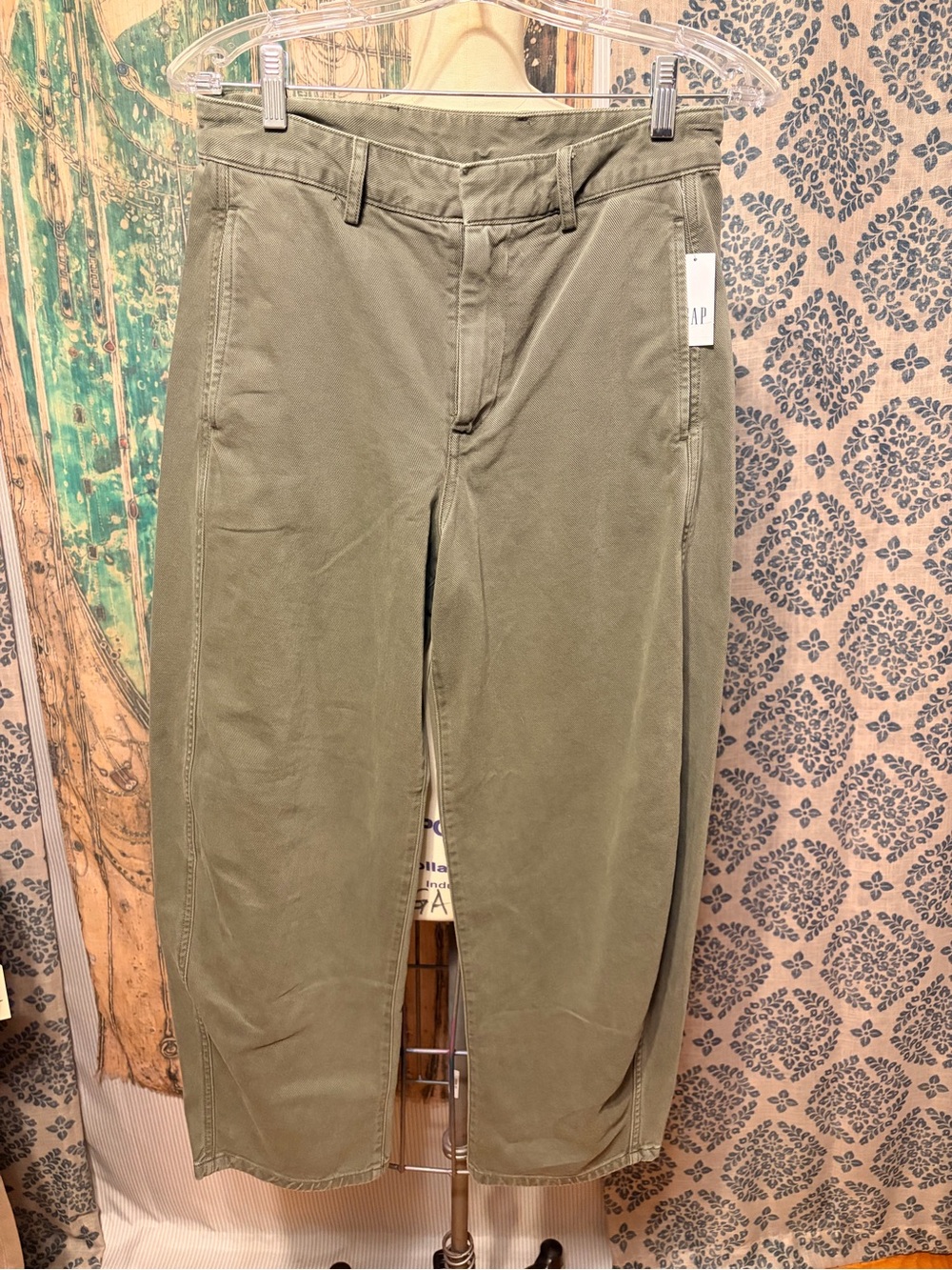 Gap Olive Barrel Leg Pants